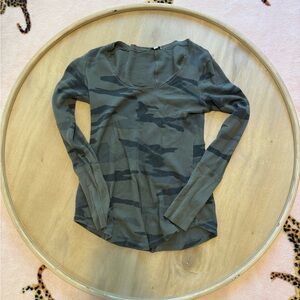 Splendid Camo Thermal Long Sleeve Top